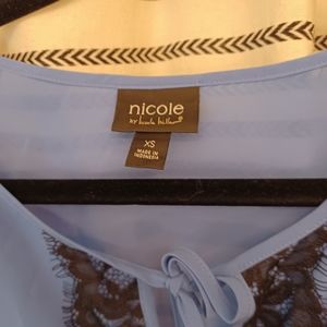 Nicole Miller, top, XS, purple and black